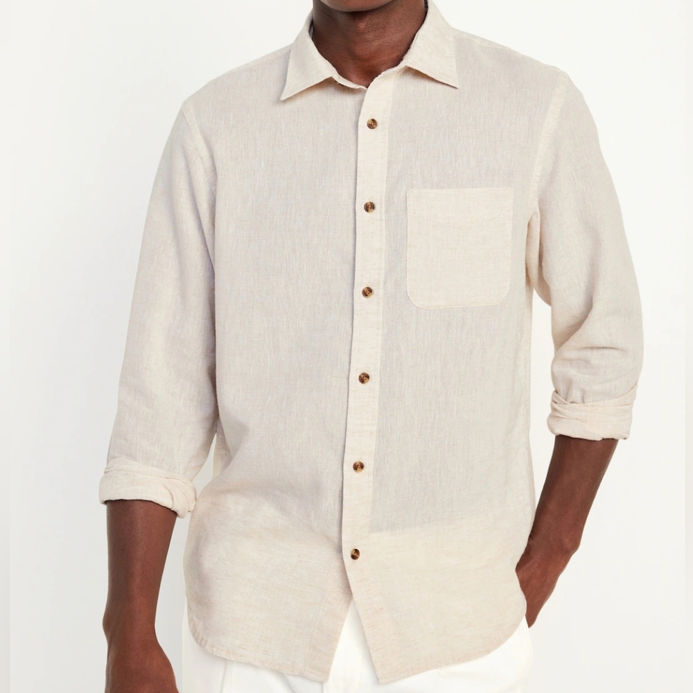 Old Navy Long Sleeve Everyday Linen-Blend Shirt